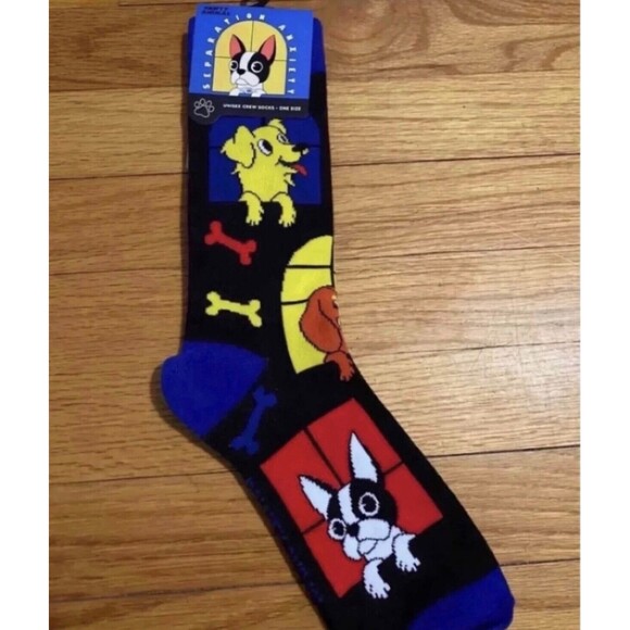 Party Animal Separation Anxiety Crew Socks Unisex NWT - Picture 1 of 2